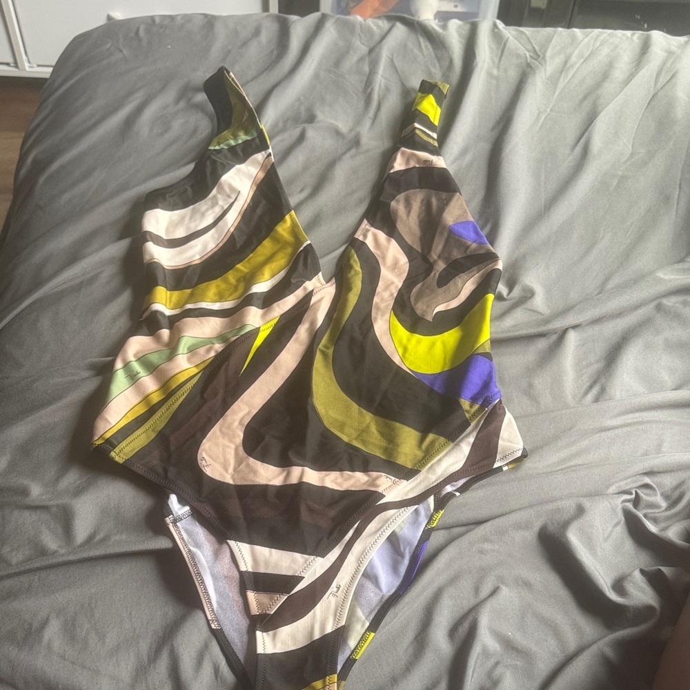 Emilio Pucci Bodysuit in Yellow, Blue, and Black